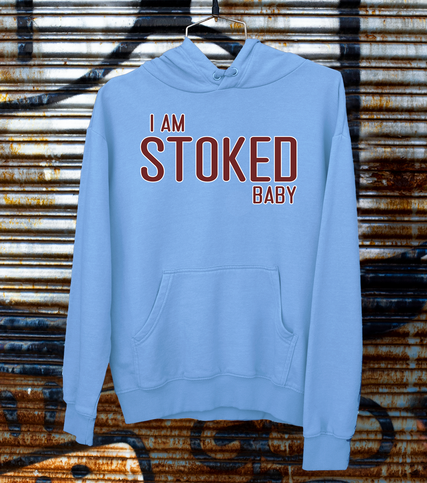 I am Stoked Baby Phillies powder bluehoodie