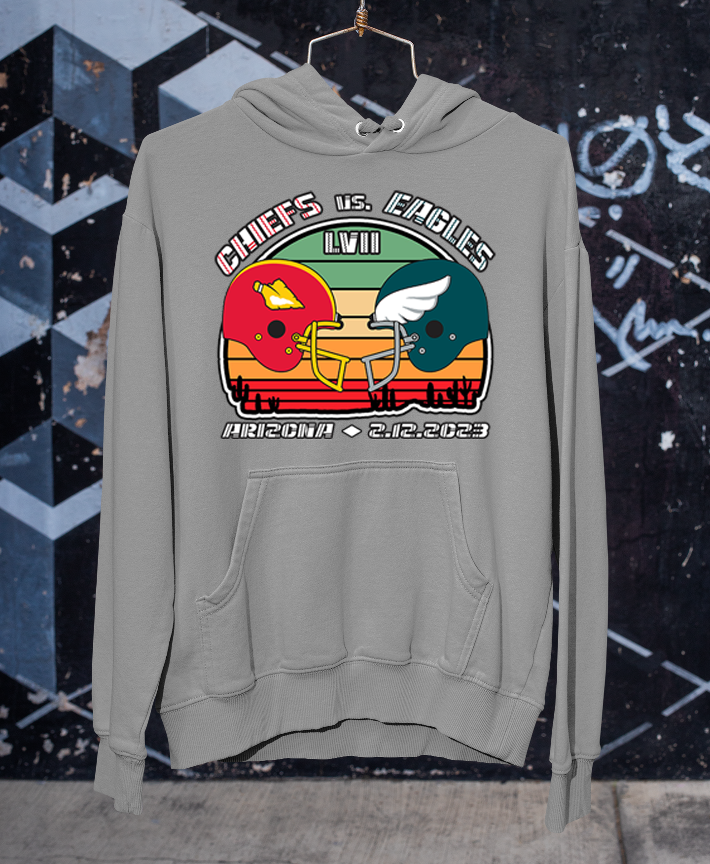 Eagles vs Chiefs SB 57 Retro Hoodie