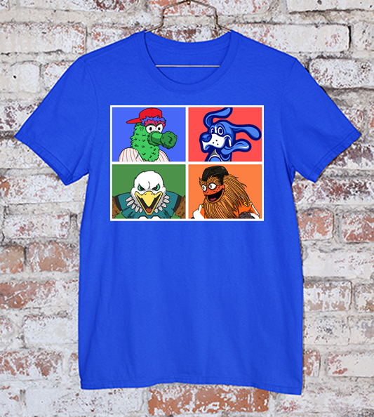 4 Philly Mascot royal blue t shirt