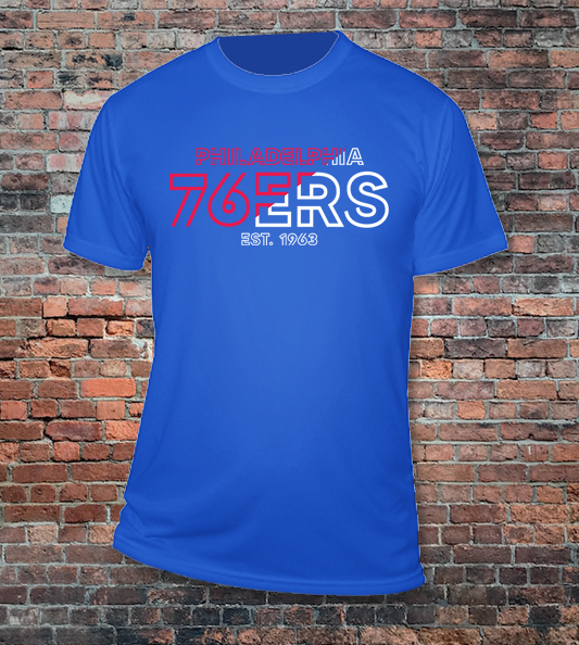 76ers Neon Series performance tee in royal blue