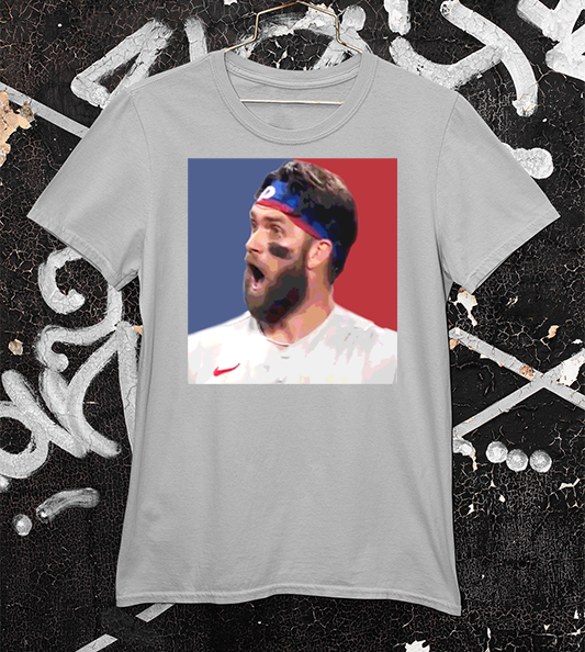 Bryce Harper Jaw Drop picture light grey tee