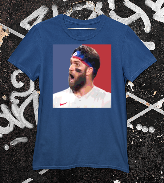 Bryce Harper Jaw Drop picture navy blue tee