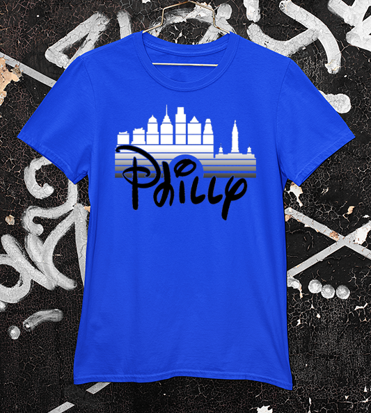 Philly Disney Castle Tee in Royal  Blue