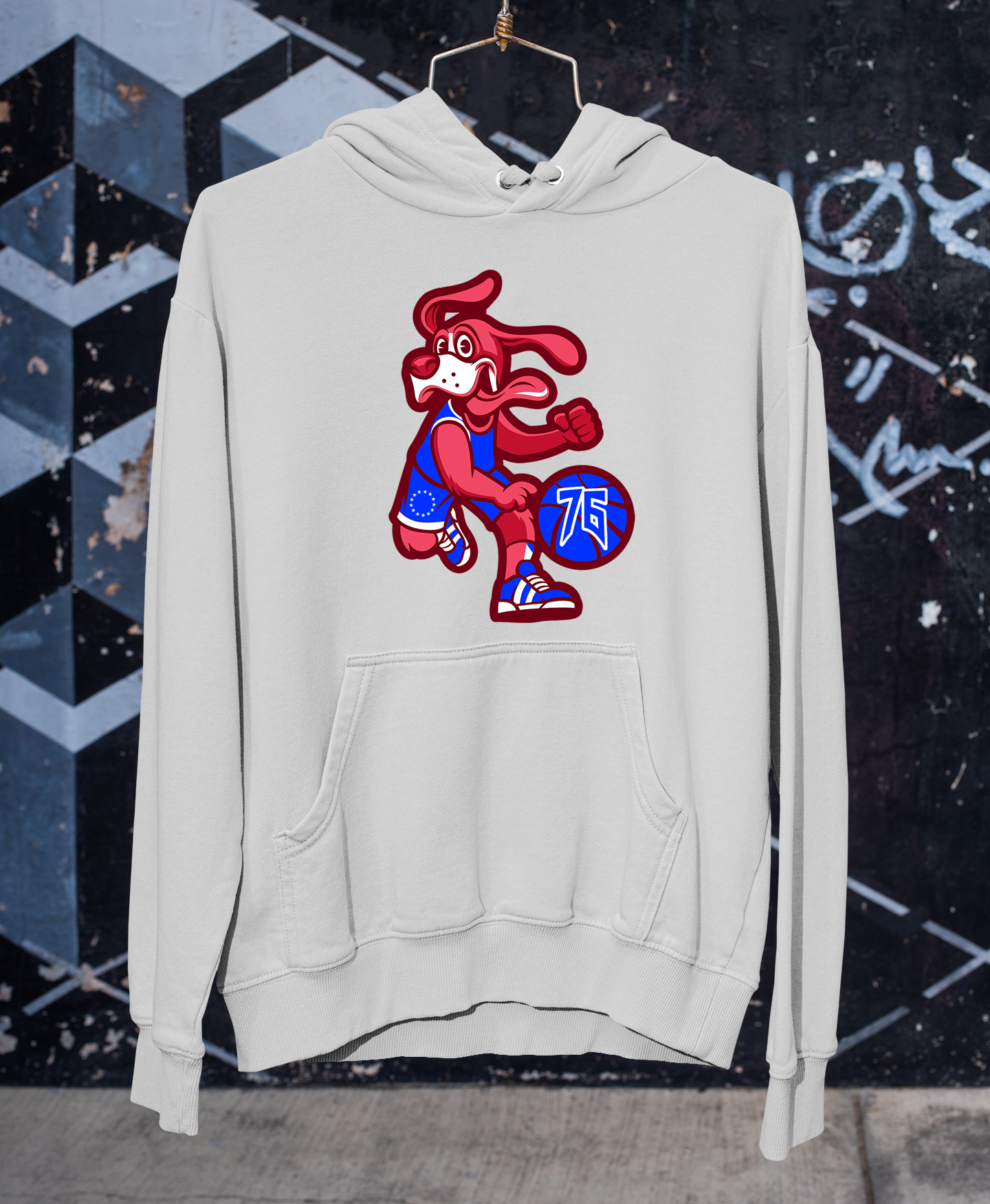 Sixers Mascot Grey Franklin Hoodie