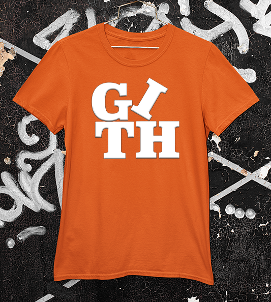 Get in the Hole Podcast tee in orange