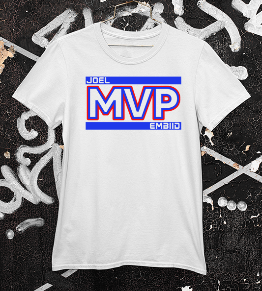 Joel MVP text shirt in white