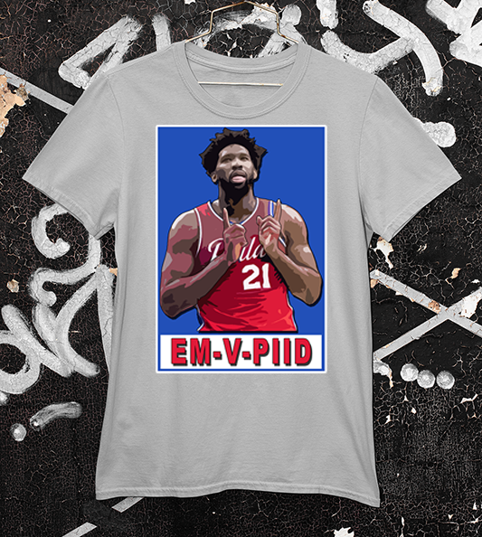 Joel Embiid MVP light grey shirt