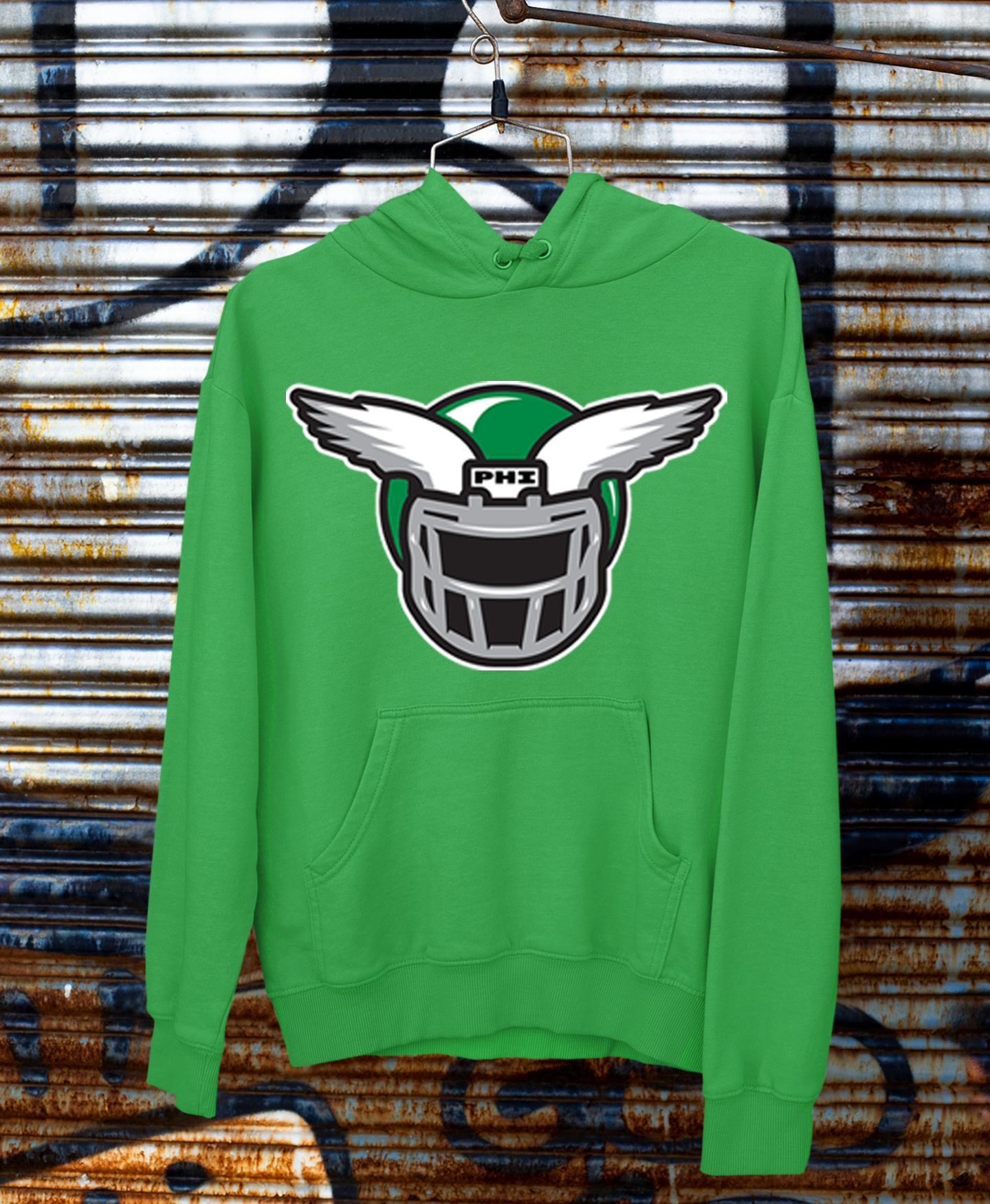 Kelly Green Eagles Helmet Hoodie