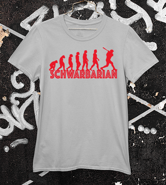 Kyle Schwarbarian Player Grey tee with red lettering