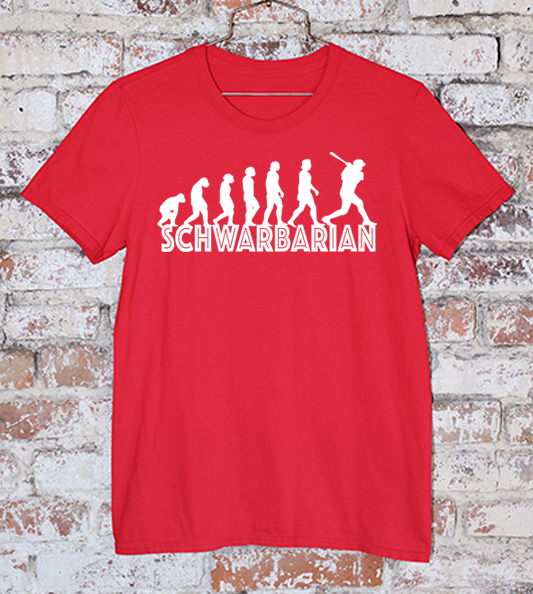 Kyle Schwarbarian Player Red tee with white lettering