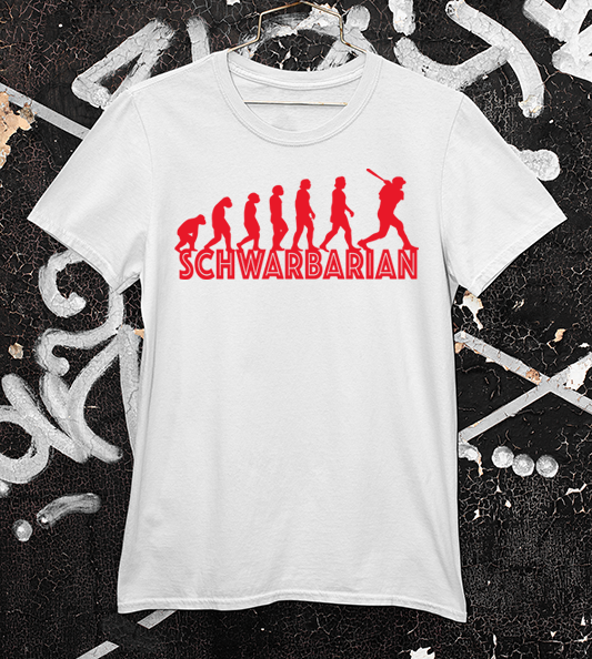 Kyle Schwarbarian Player White tee with red lettering