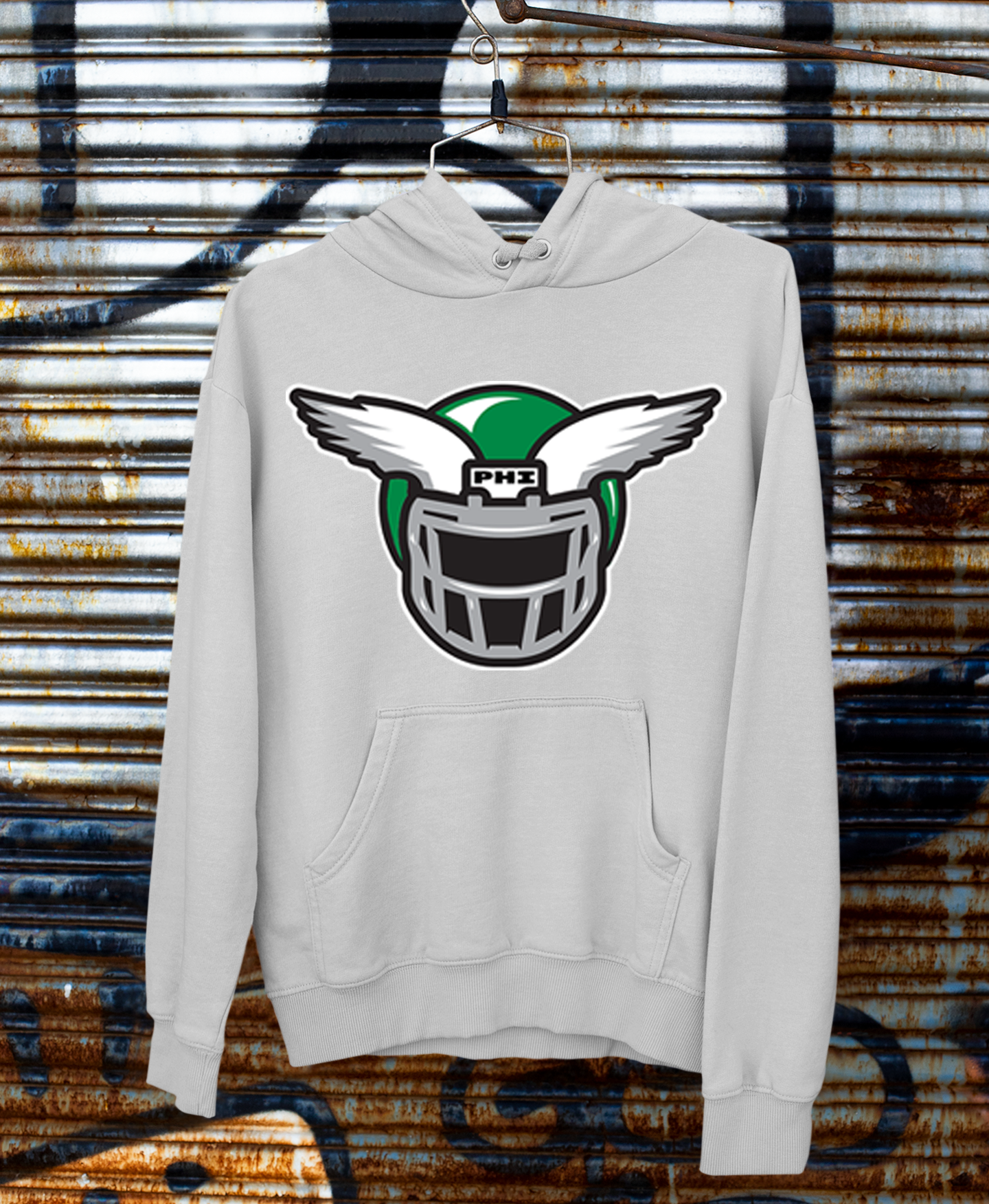 Light Grey Eagles Helmet Hoodie