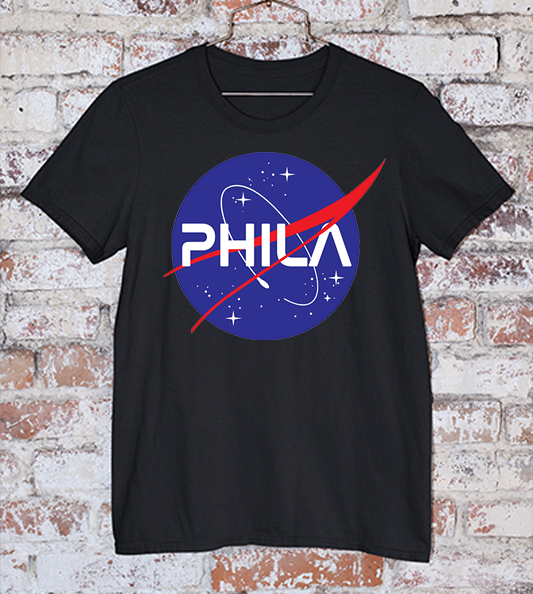 NASA (phila text) black tee