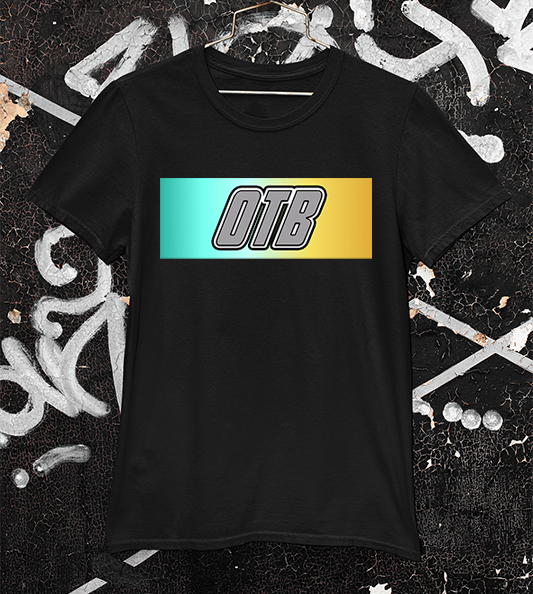 Outside the box gradient bar black tee