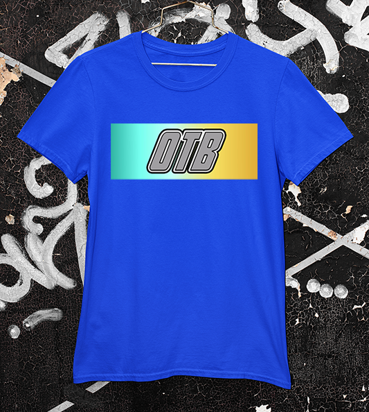 Outside the box gradient bar blue tee