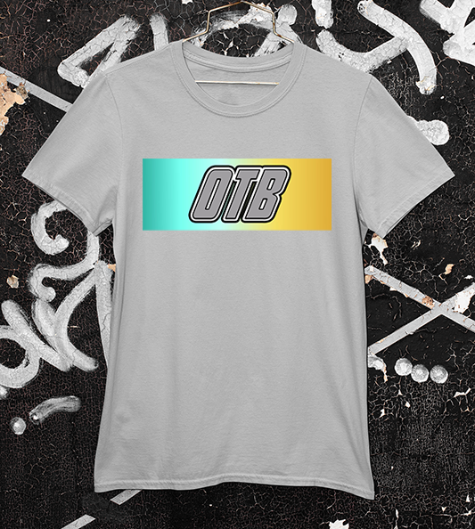 Outside the box gradient bar grey tee