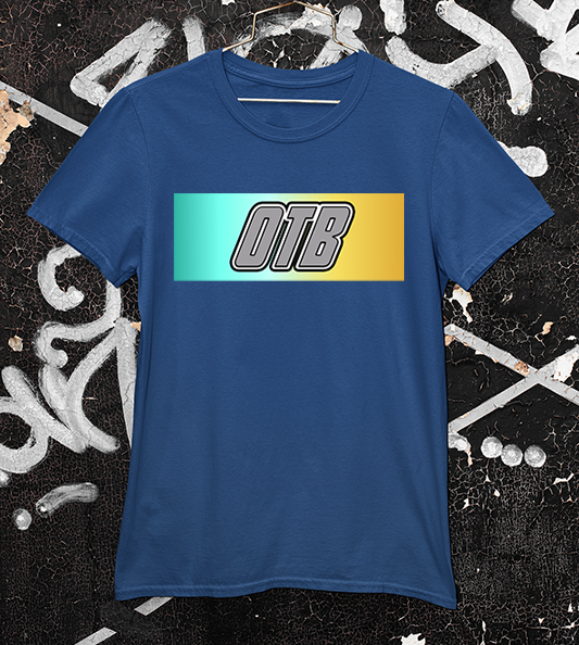 Outside the box gradient bar navy blue tee