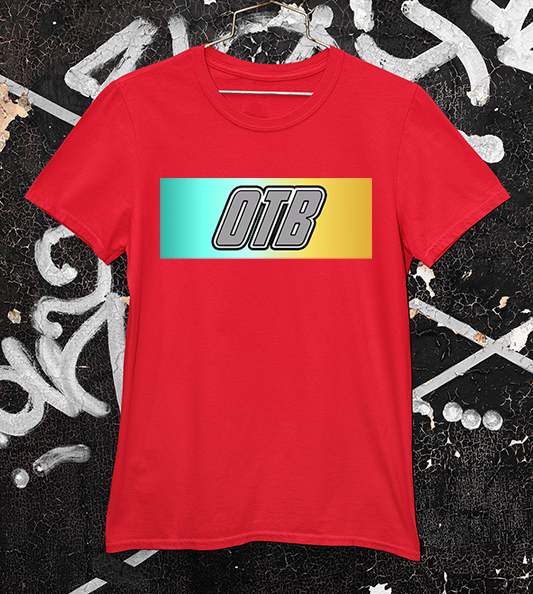 Outside the box gradient bar red tee