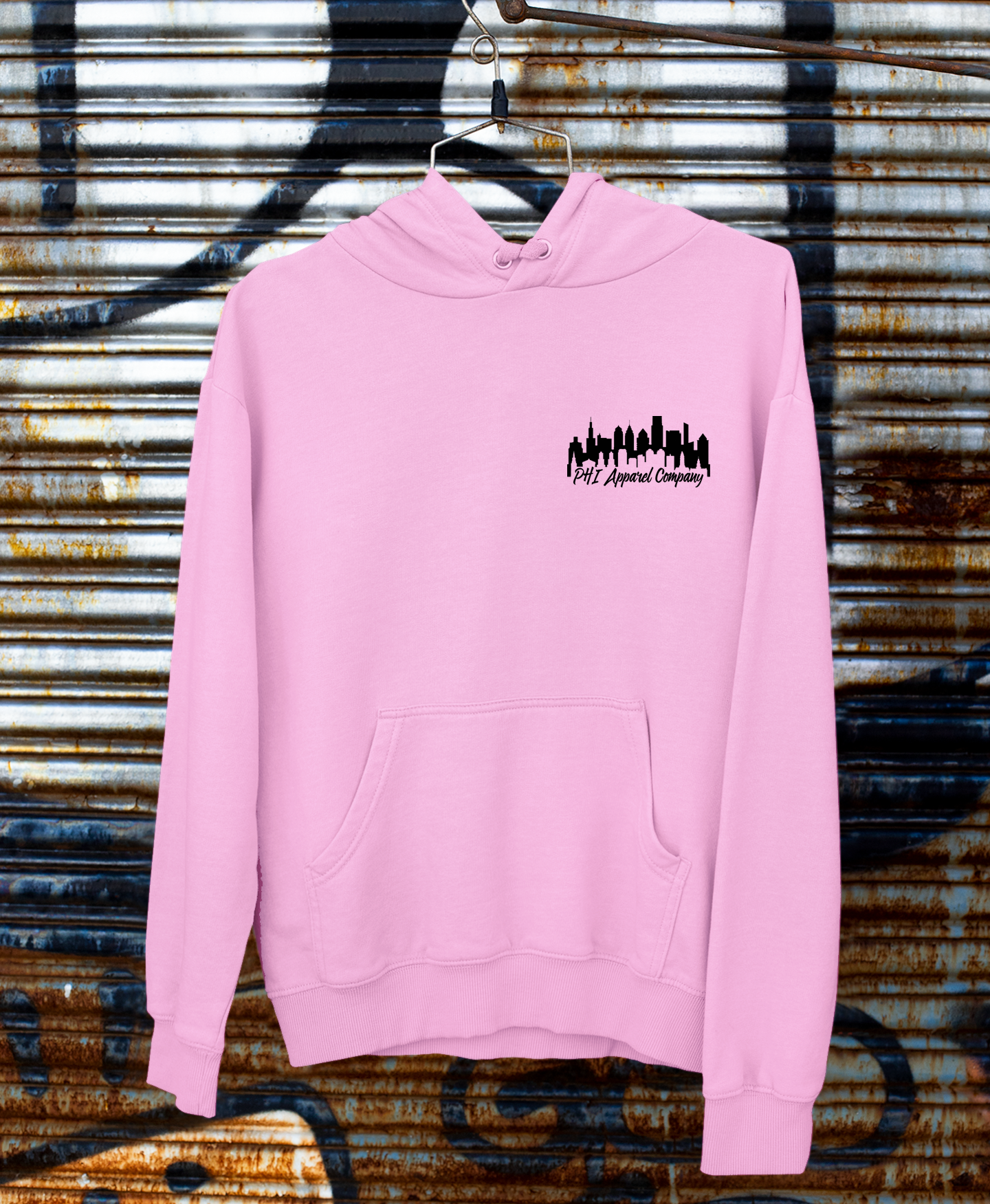 PHI Apparel Co. Logo'd Hoodie in light pink