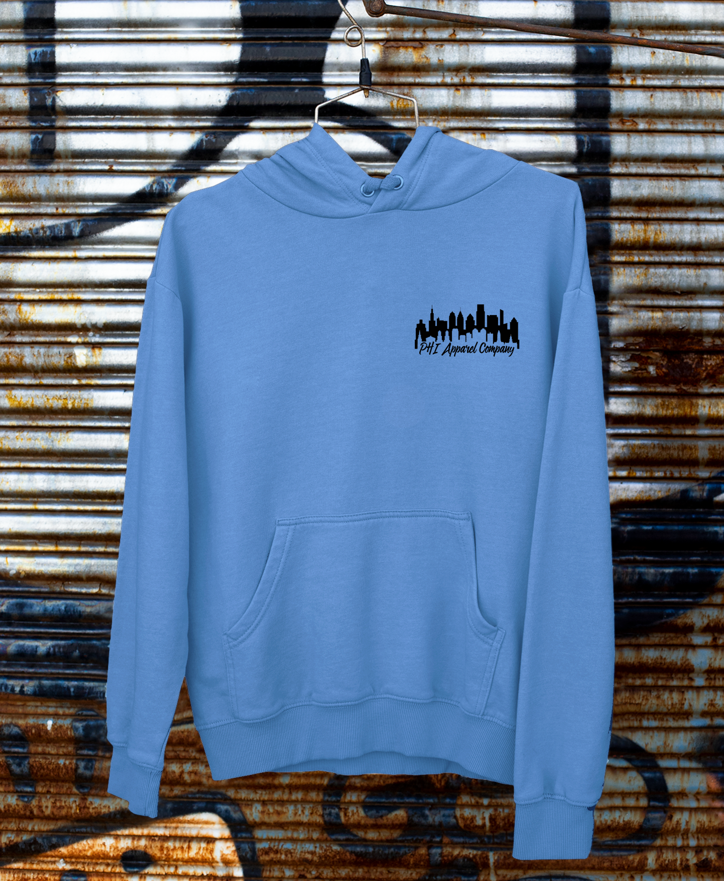 PHI Apparel Co. Logo'd Hoodie in powder blue