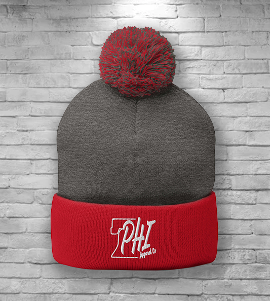 PHI logo Grey and Red Tailgate Beanie