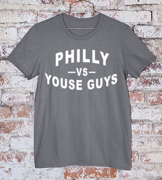 Philly vs Youse Guys Dark Grey Tee with white ink