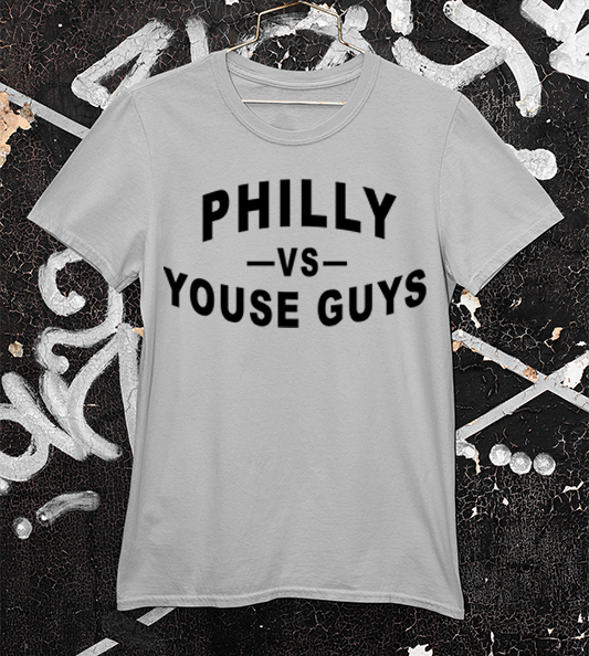 Philly vs Youse Guys Light Grey Tee with black ink