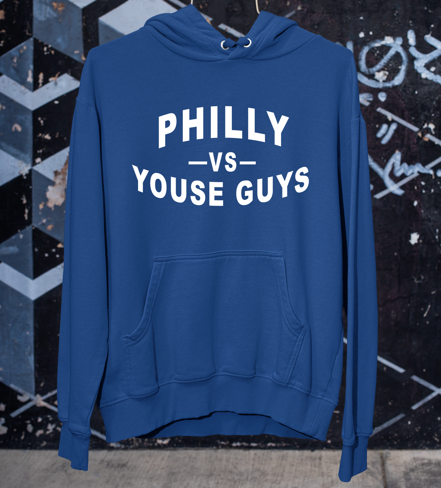 Philly vs Youse Guys Navy Hoodie with white ink