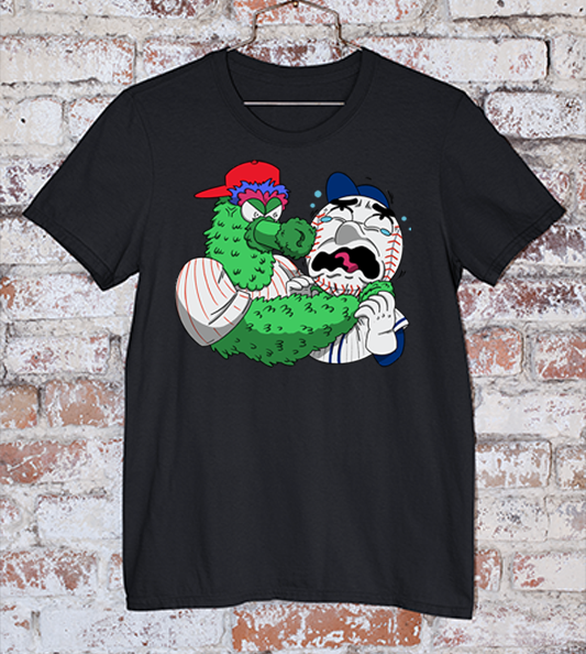 Phillie Phanatic vs Mr Met - Black tee