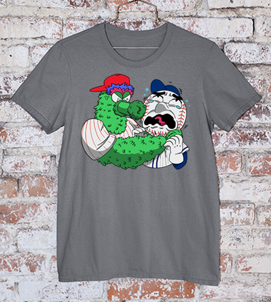 Phillie Phanatic vs Mr Met - dark grey tee