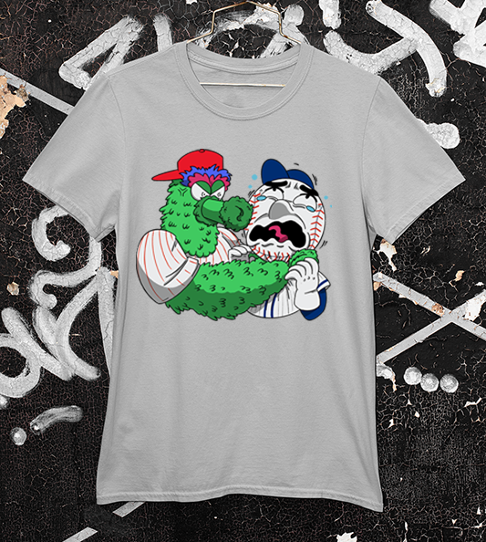 Phillie Phanatic vs Mr Met - light grey tee