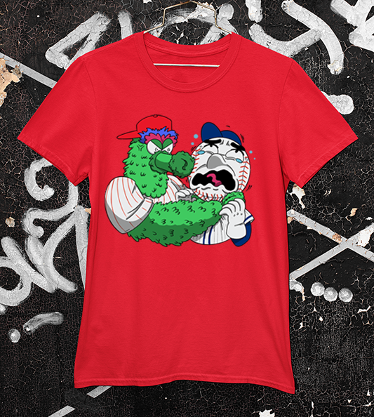 Phillie Phanatic vs Mr Met - red tee