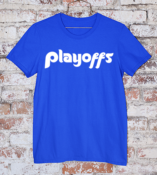 Phillies official playoff t-shirt in royal blue with white lettering