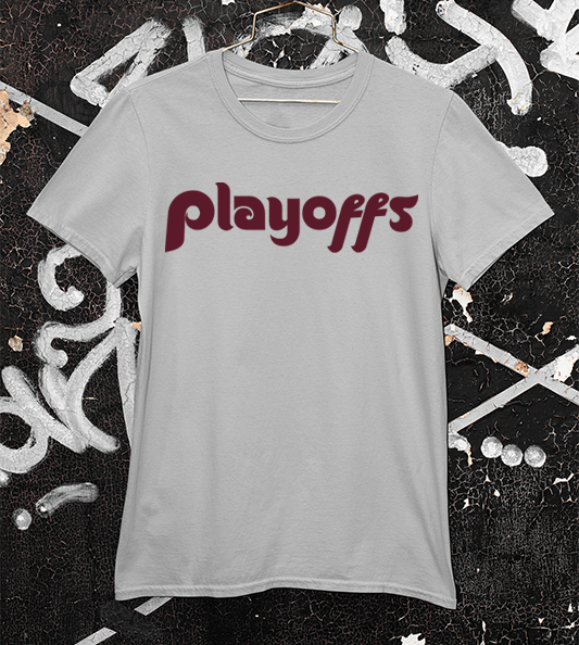 Phillies official playoff t-shirt in grey with maroon lettering