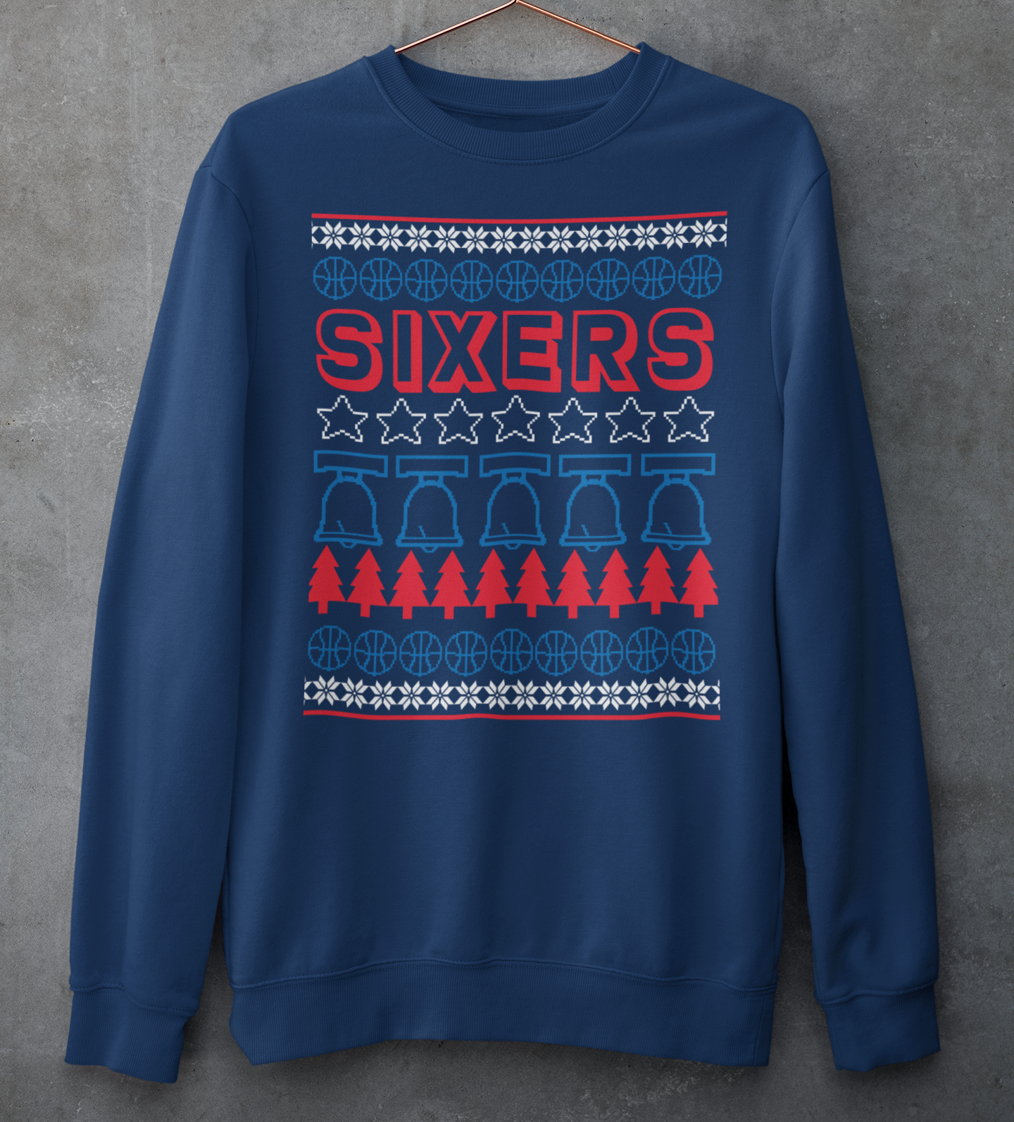 Sixers Ugly Sweater navy crew neck