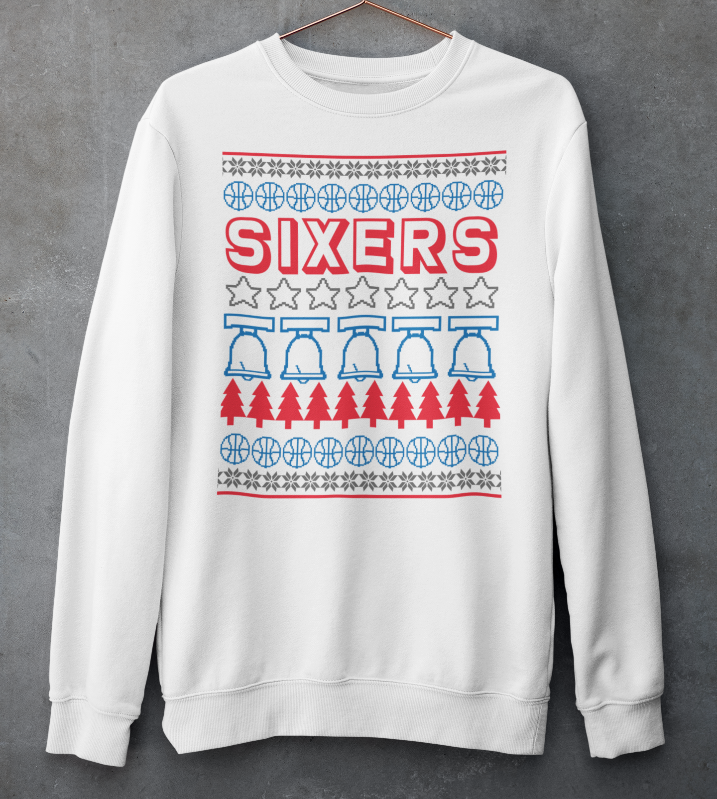 Sixers Ugly Sweater white crew neck