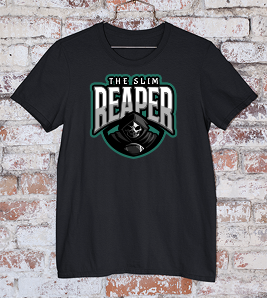 Eagles wide receiver Devonta Smith slim reaper design on a blackt shirt