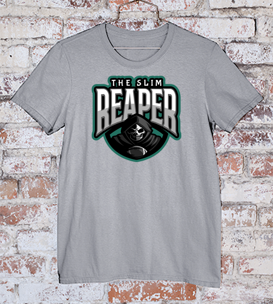 Eagles wide receiver Devonta Smith slim reaper design on a greyt shirt