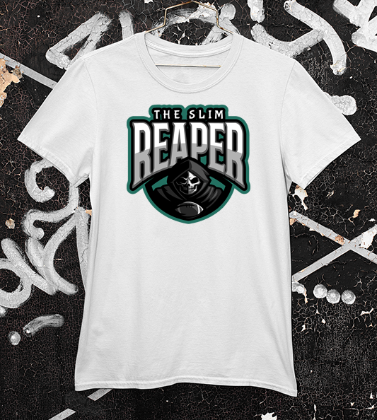 Eagles wide receiver Devonta Smith slim reaper design on a white t shirt