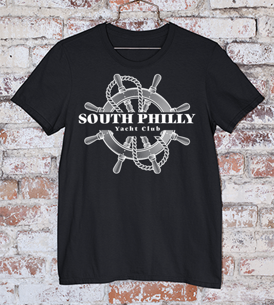 South Philly Yacht Club Tee in Black with White ink