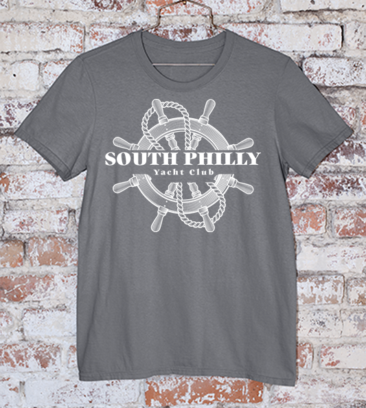 South Philly Yacht Club Tee in Dark Grey with White ink