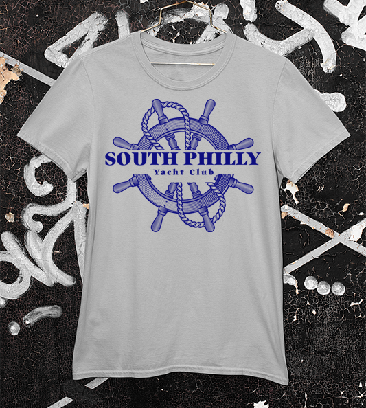 South Philly Yacht Club Tee in Light Grey with Blue ink