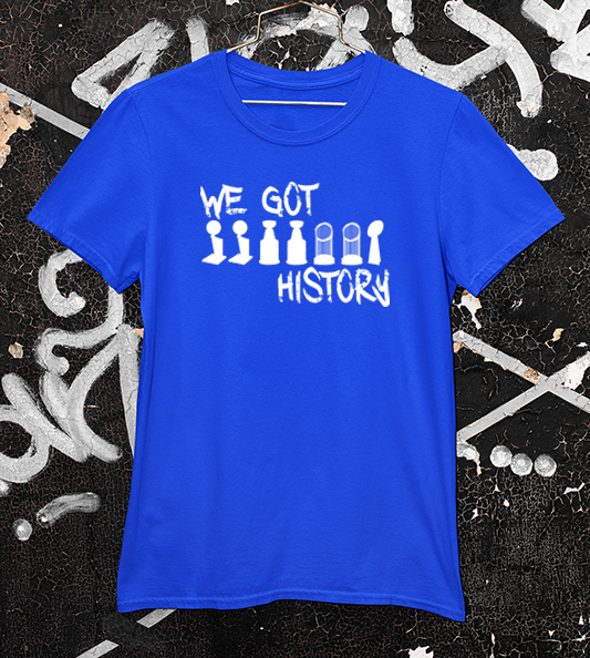 Philadelphia "we got history" trophy shirt in royal blue