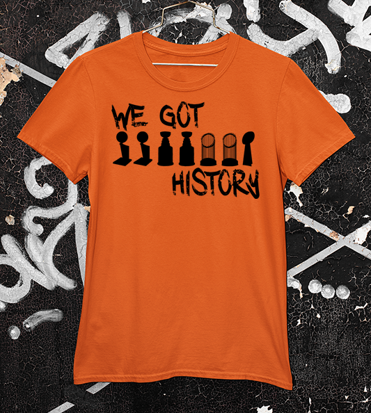 Philadelphia "we got history" trophy shirt in orange