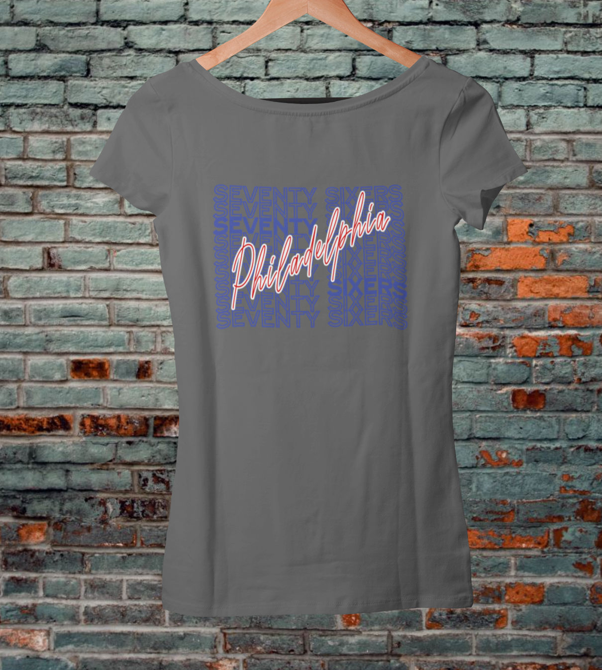 Womens Sixers Script Dark Tee