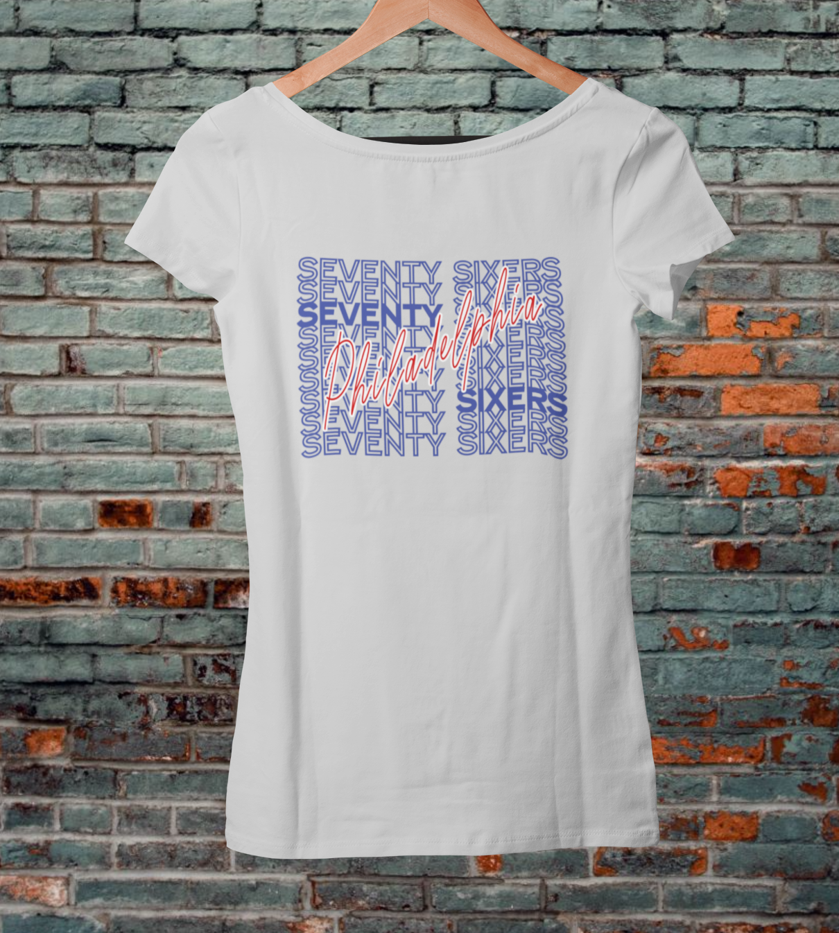 Womens Sixers Script Light Grey Tee