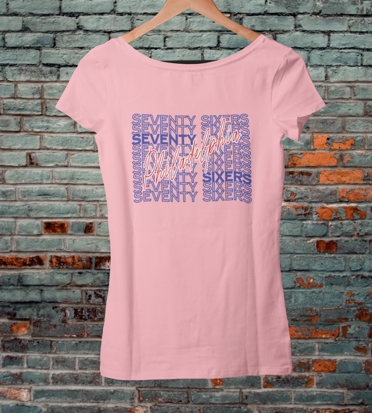 Womens Sixers Script Pink Tee