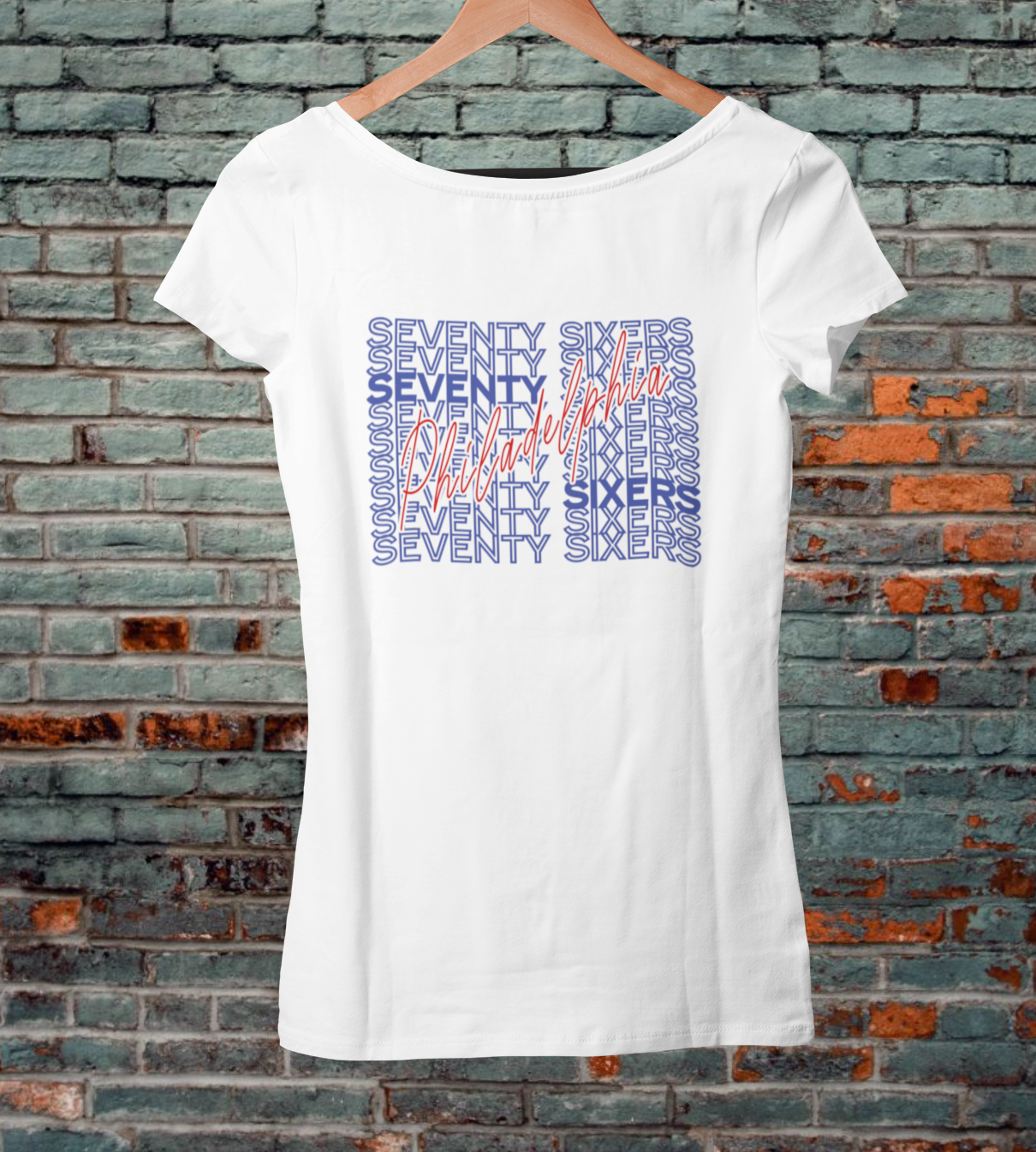 Womens Sixers Script White Tee